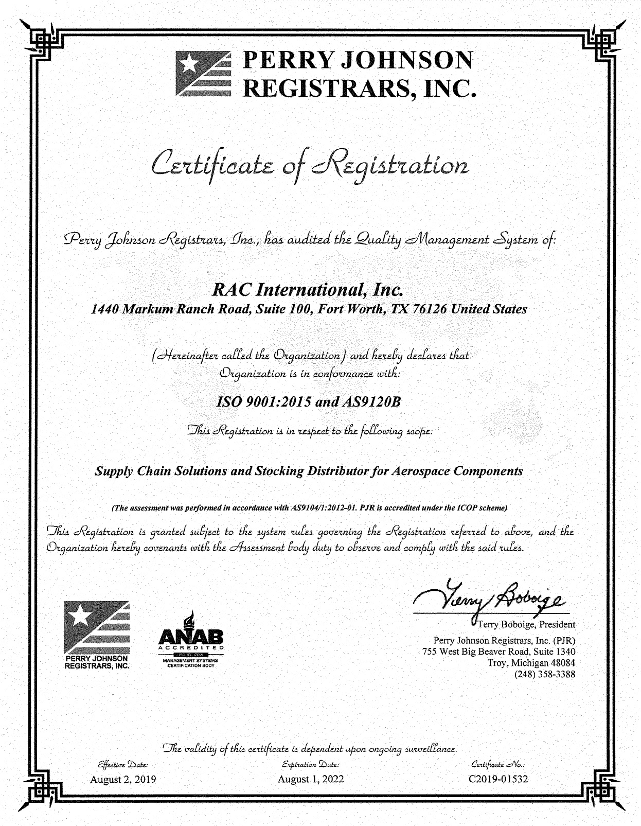 AS9100D Certification